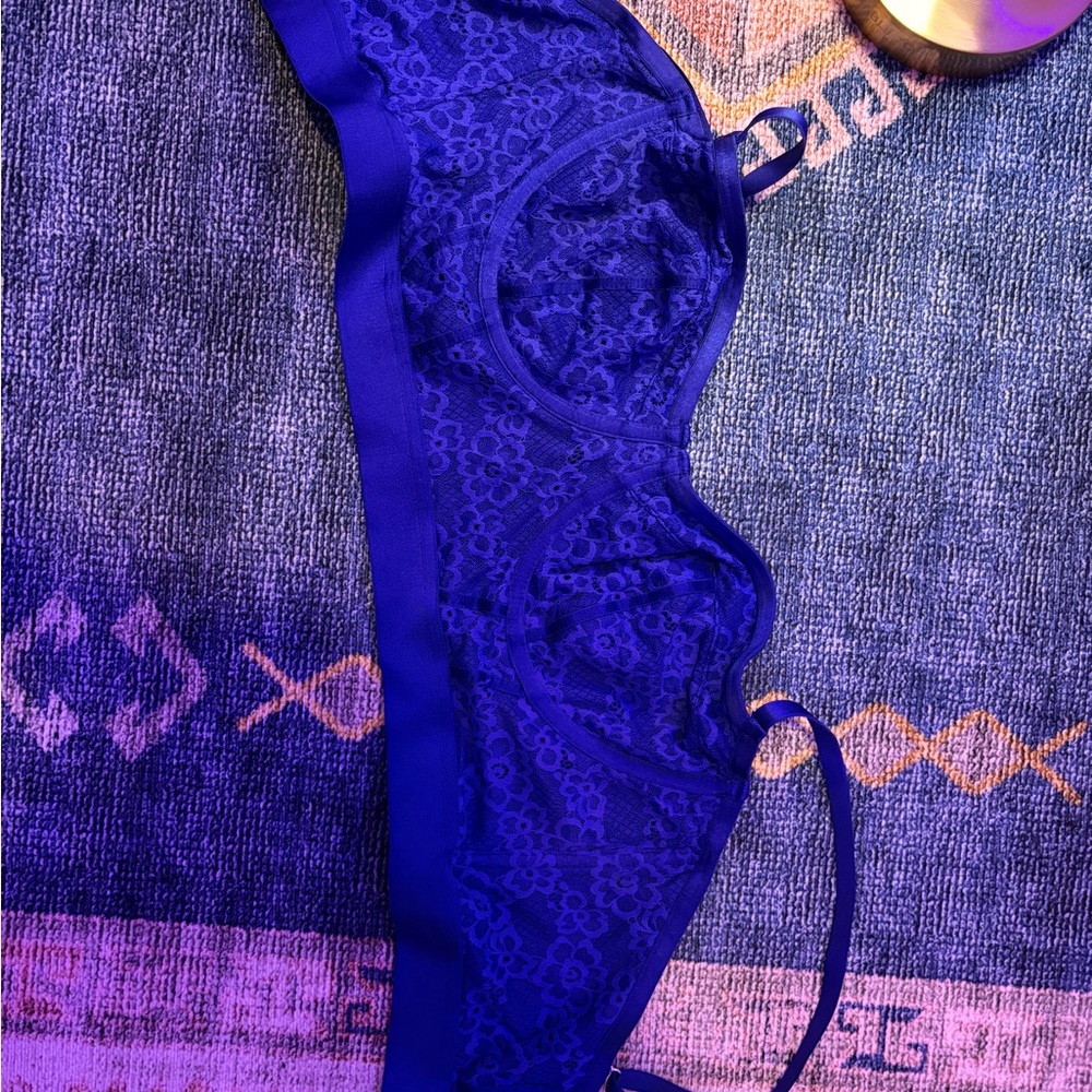 Elegant Blue Lace Bra